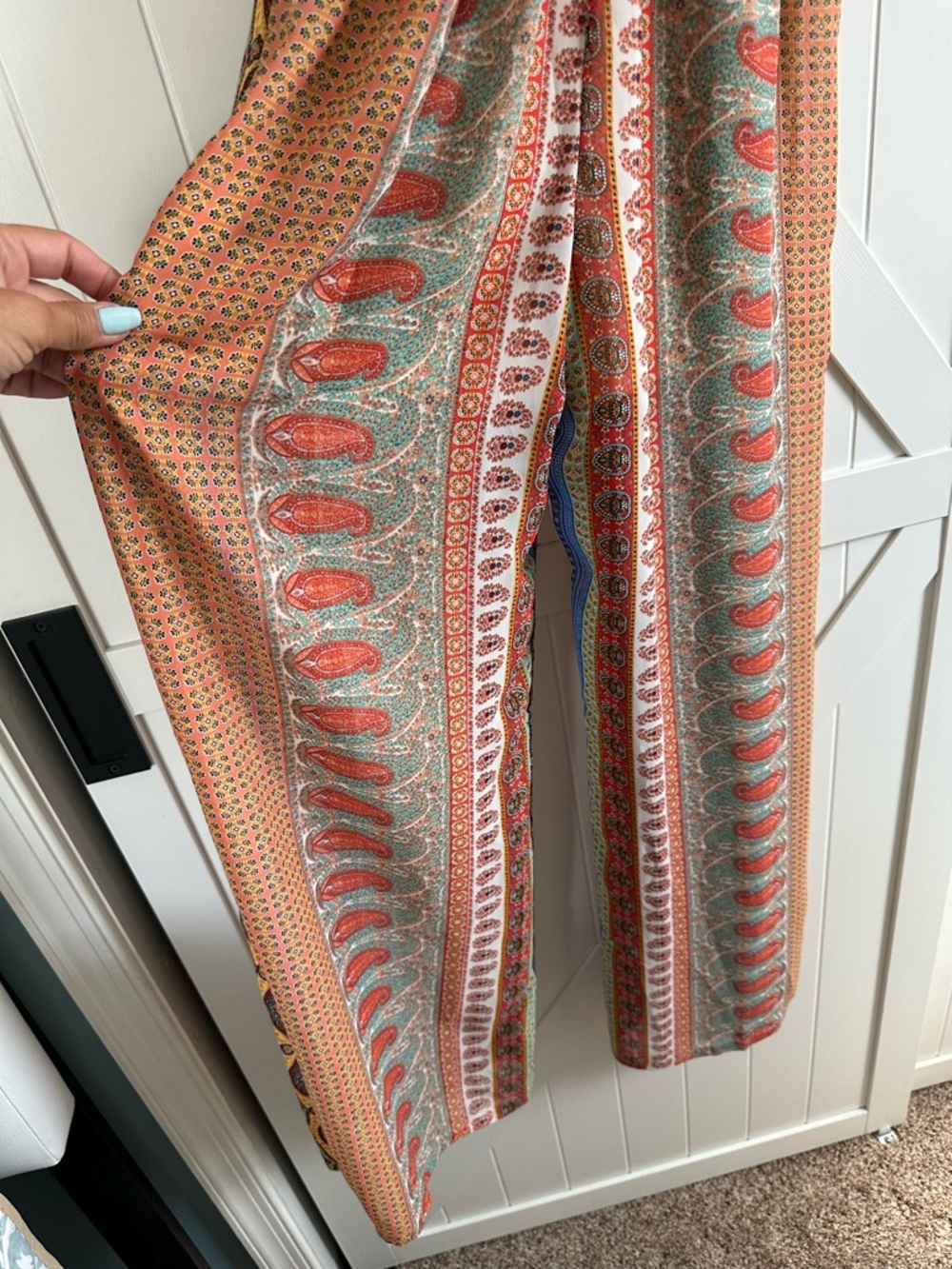 Mimi Chica Boho Wide Leg Jumpsuit Pant Romper Paisley Print Halter Size Small - Picture 6 of 8